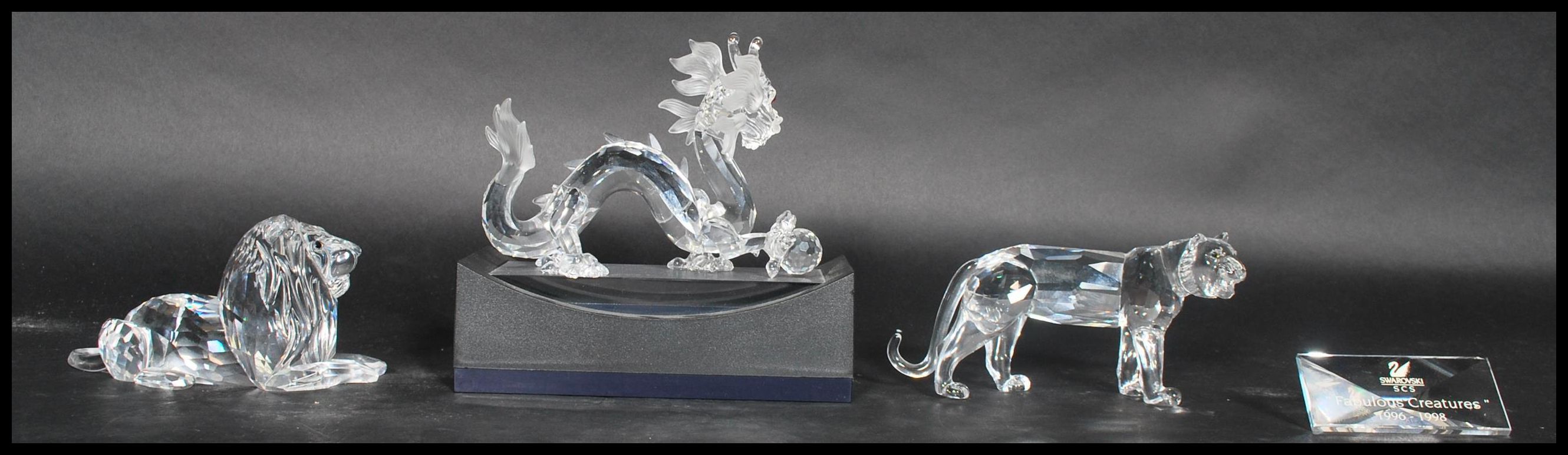Three Swarovski cut glass figures annual edition 1997, Chinese dragon with red crystal eyes, ' - Image 4 of 5