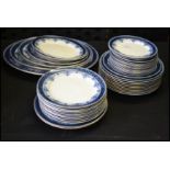 A Bourne & Leigh, Leighton Pottery part dinner service Solent in flow blue consisting of six meat