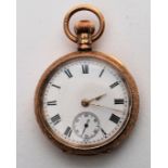 An early 20th century ladies 9ct gold rococo pocket fob watch. 375 hallmarked case with plain