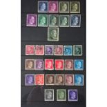 HITLER ; Page of German WWII stamps with Hitler's head (three mint overprinted "OSTLAND") & two on