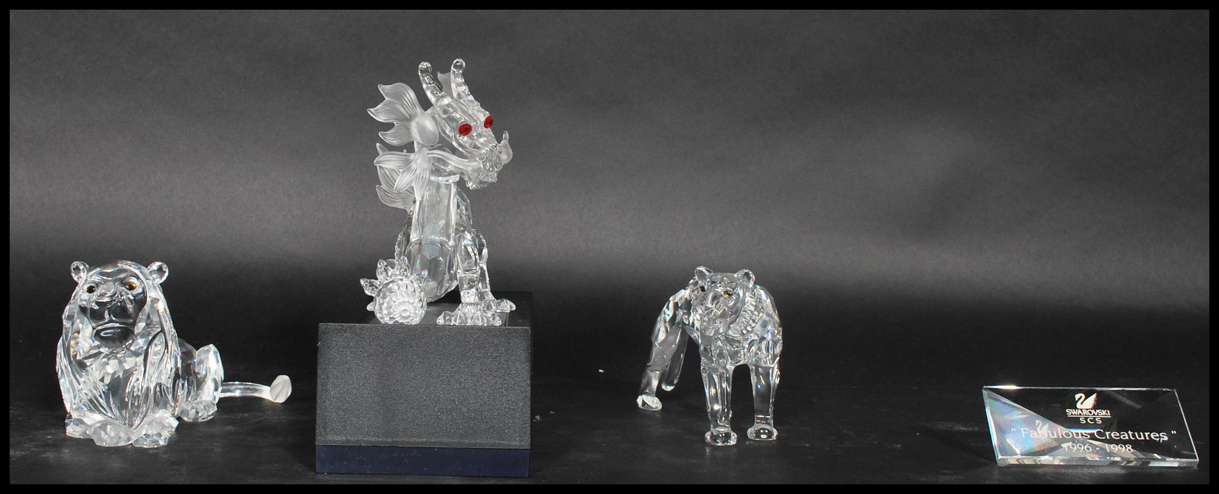 Three Swarovski cut glass figures annual edition 1997, Chinese dragon with red crystal eyes, ' - Image 3 of 5