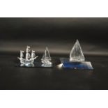 A group of three Swarovski boats to include Crystal Figure When Were Young Series 'Santa Maria'