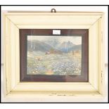 A 19th century continental school watercolour painting of a continental mountain scene being