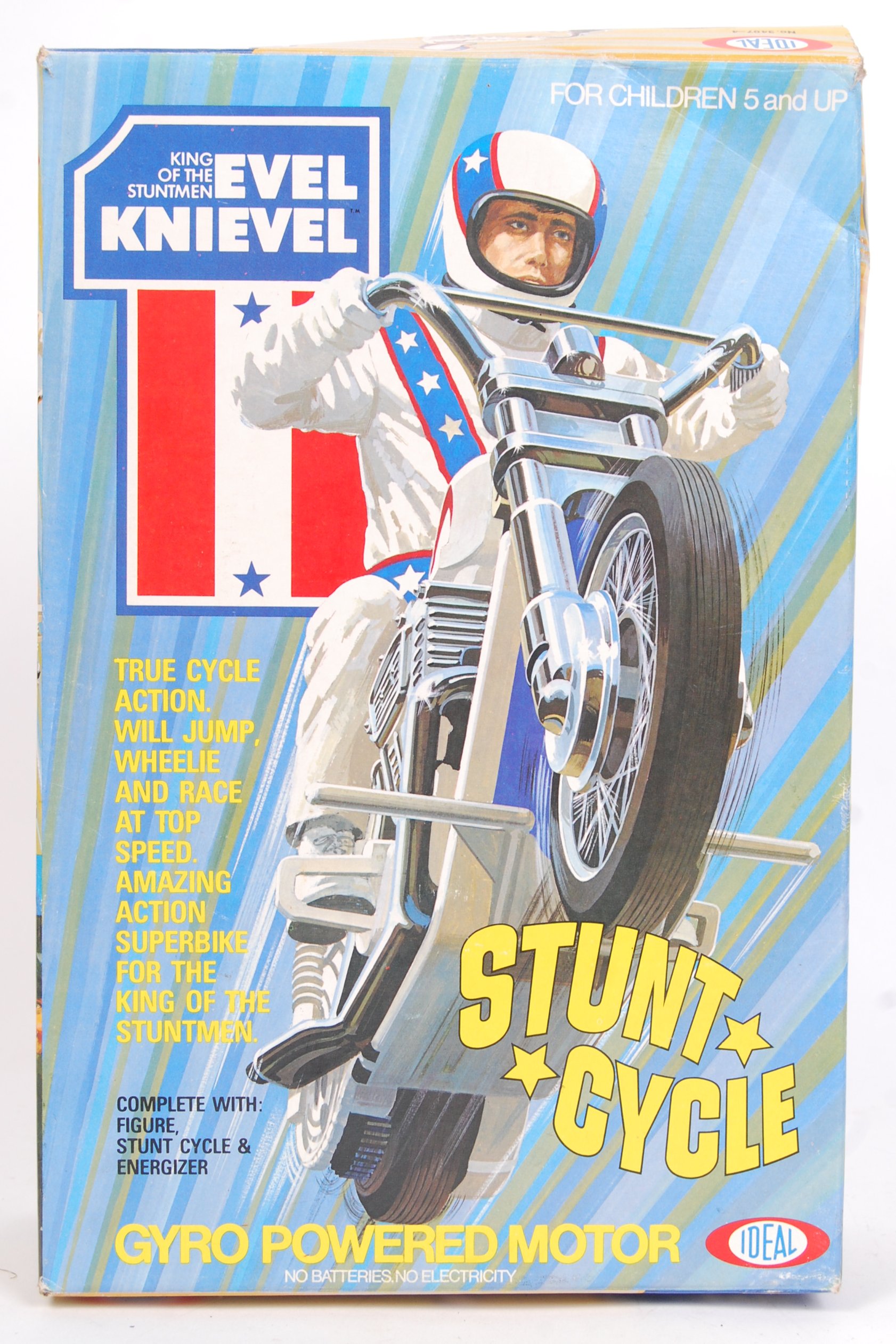VINTAGE EVEL KNIEVEL STUNT CYCLE PLAYSET AND BOX