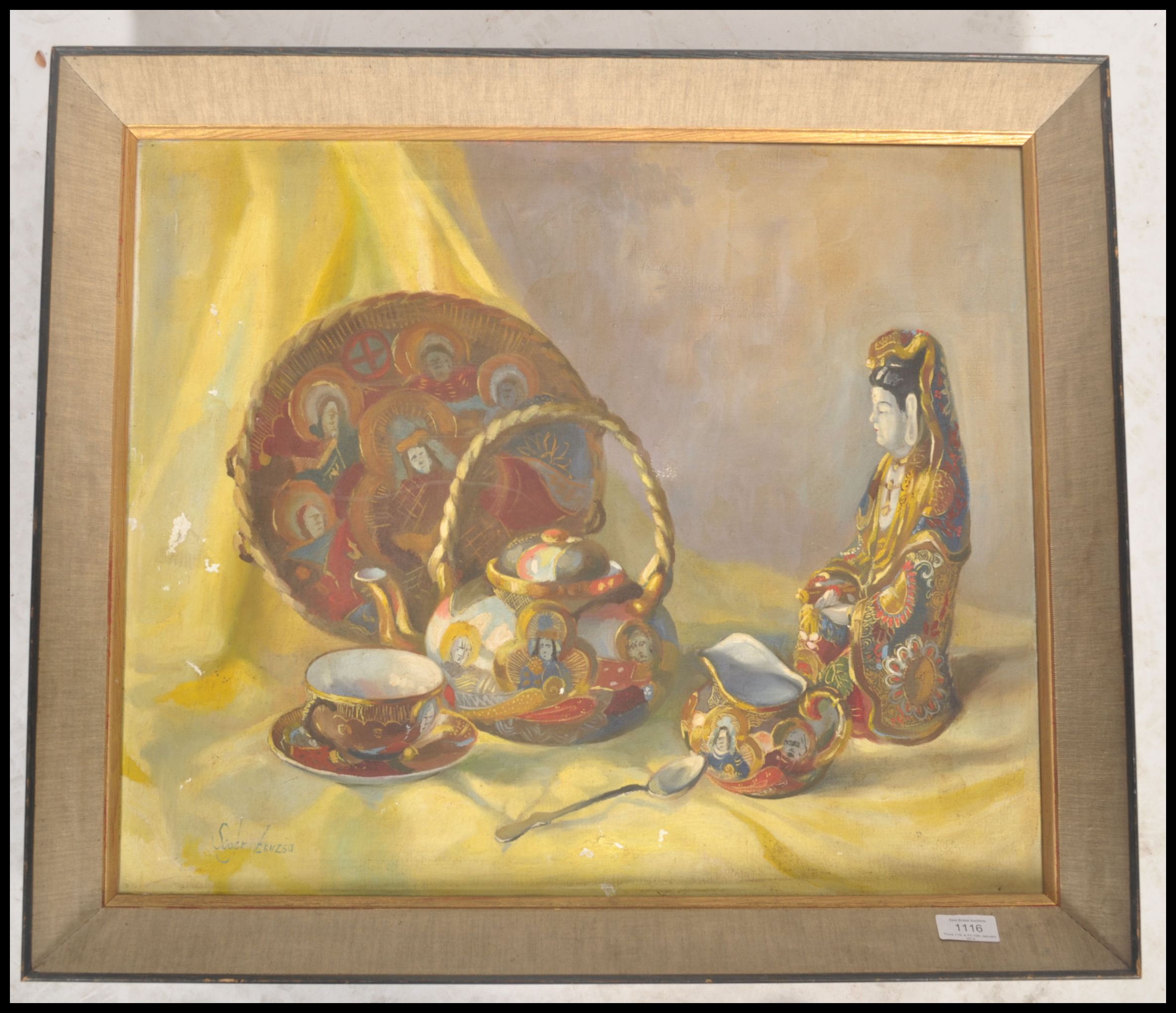 A vintage 20th century oil painting still life stu