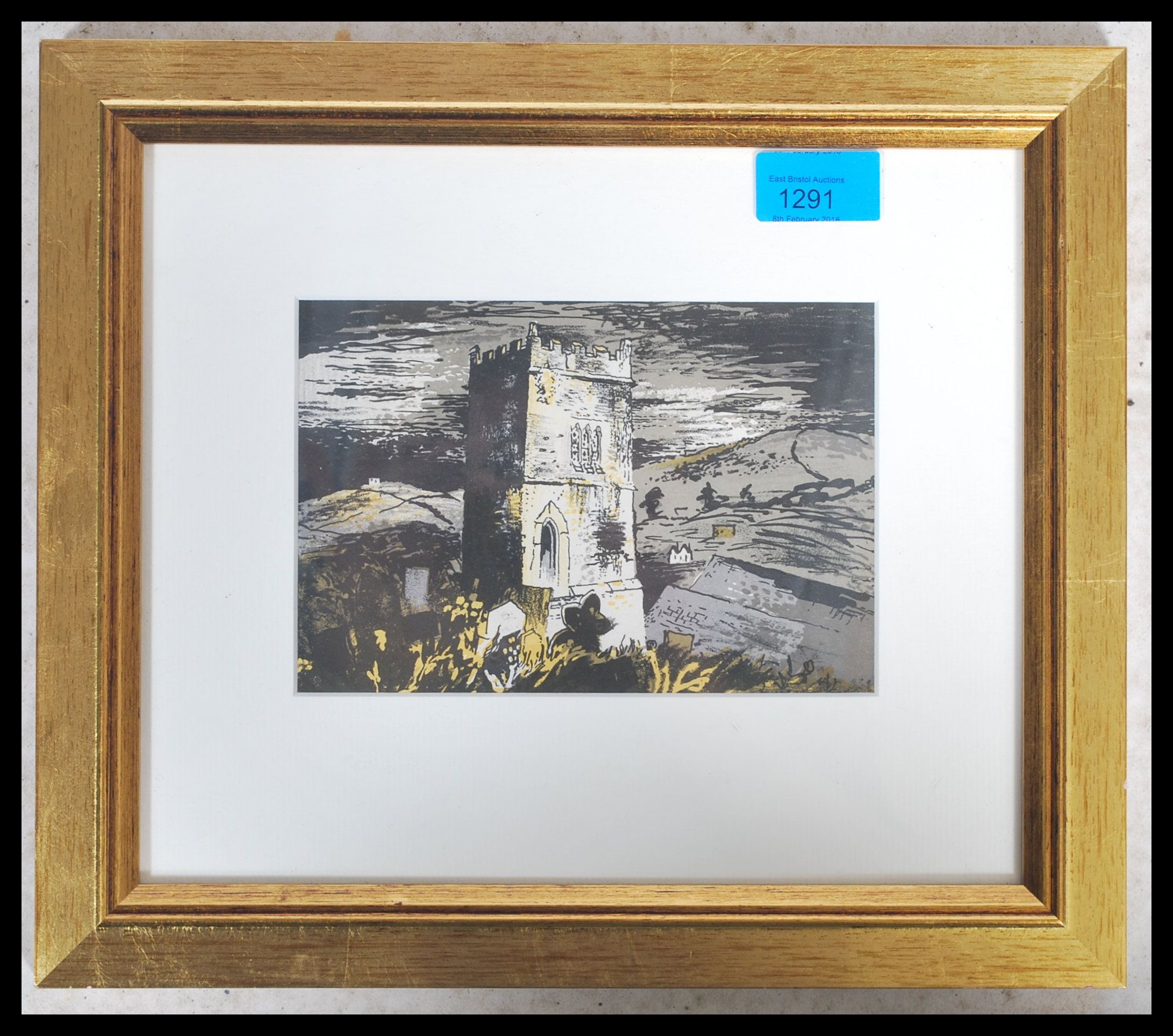 John Piper (1903-1992), colour lithograph ' Tolland ' framed and glazed Measure 12cm High x 17.5cm
