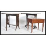 An early 20th century mahogany Sutherland drop leaf table together with another along with a 19th