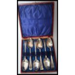 A set of six cased silver hallmarked Georgian teaspoons dating to 1818 with makers marks for SA.