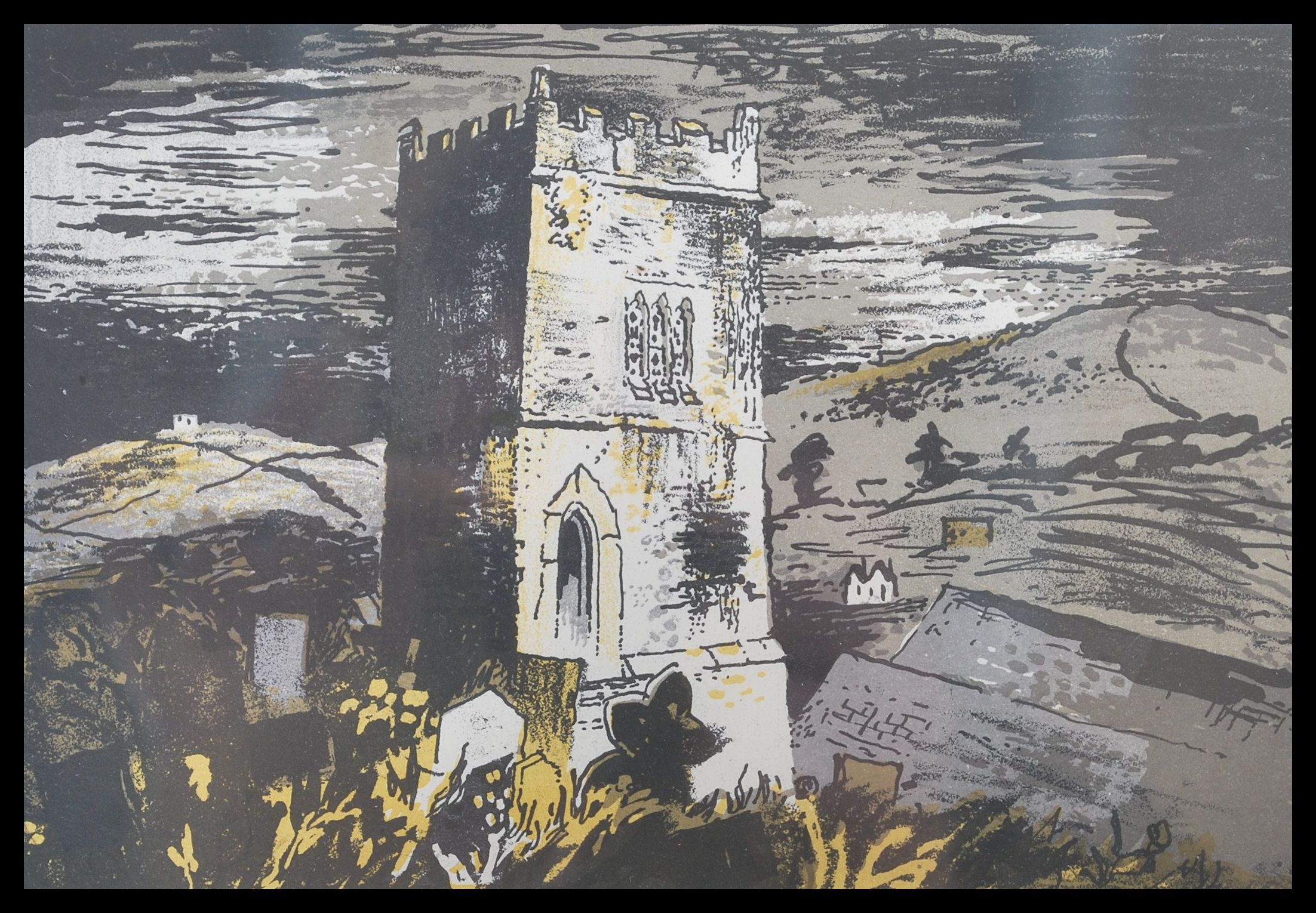 John Piper (1903-1992), colour lithograph ' Tolland ' framed and glazed Measure 12cm High x 17.5cm - Image 2 of 3