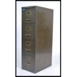 A good mid century small proportioned Industrial metal upright filing cabinet of 3 drawers with pull