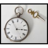 A vintage early 20th century open faced silver hallmarked Continental pocket watch, enamel face with