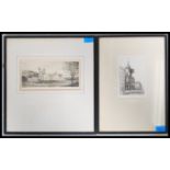 Jas Reid. A framed and glazed etching of a continental street together with another etching of