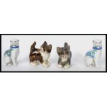 A pair of Winstanley ceramic tabby kittens - cats, each with glass eyes and signed to the base