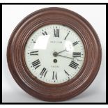 A 19th century French Bulls eye wooden cased Station wall clock, having Roman numeral chapter