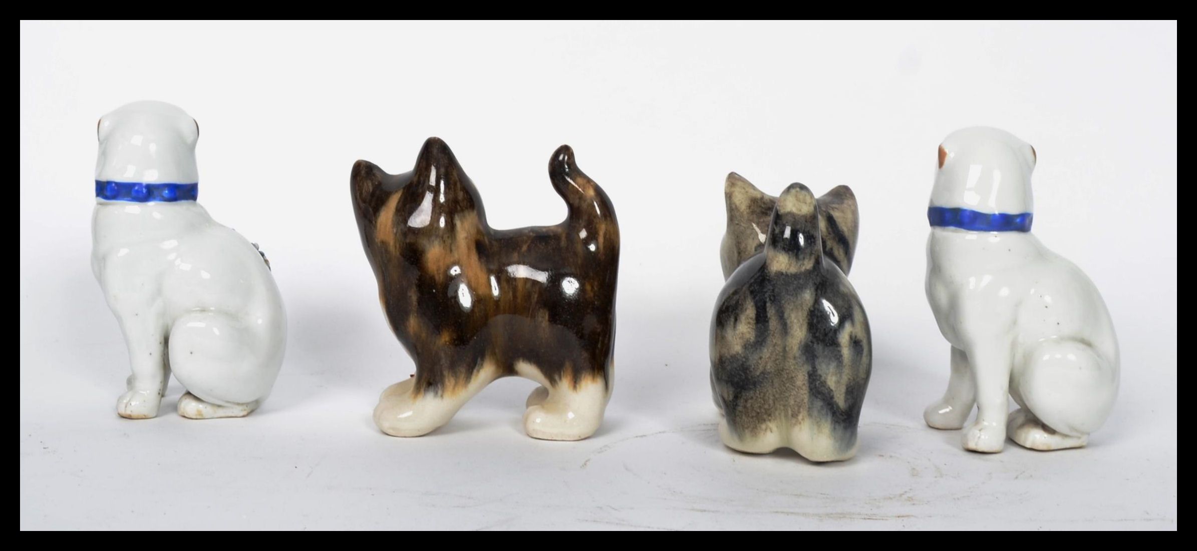 A pair of Winstanley ceramic tabby kittens - cats, each with glass eyes and signed to the base - Image 3 of 6