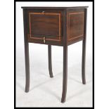 An Edwardian mahogany inlaid workbox - sewing box. Raised on squared tapering legs with box body
