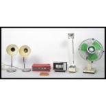 A collection of vintage and retro 20th century desk items to include a Microlite desk lamp, a pair