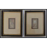 A pair of Victoria and Albert hand coloured prints portrait miniatures in the original ebonised