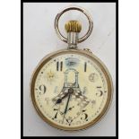 An early 20th century large goliath sized masonic pocket watch by Doxa. The open faced crown wind