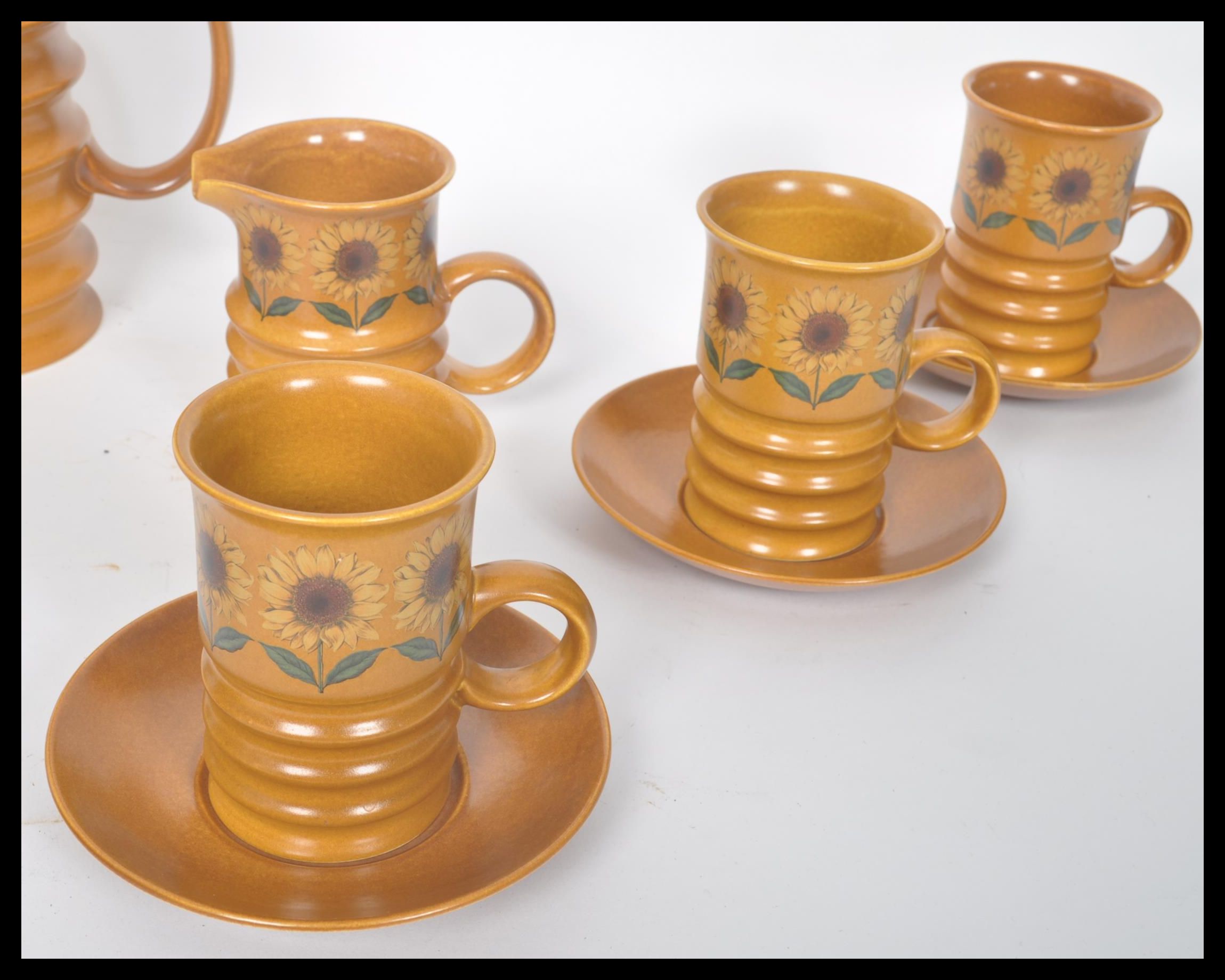 A vintage retro 20th century Carlton Ware coffee service in the Sunflower pattern. The earthenware - Image 2 of 5