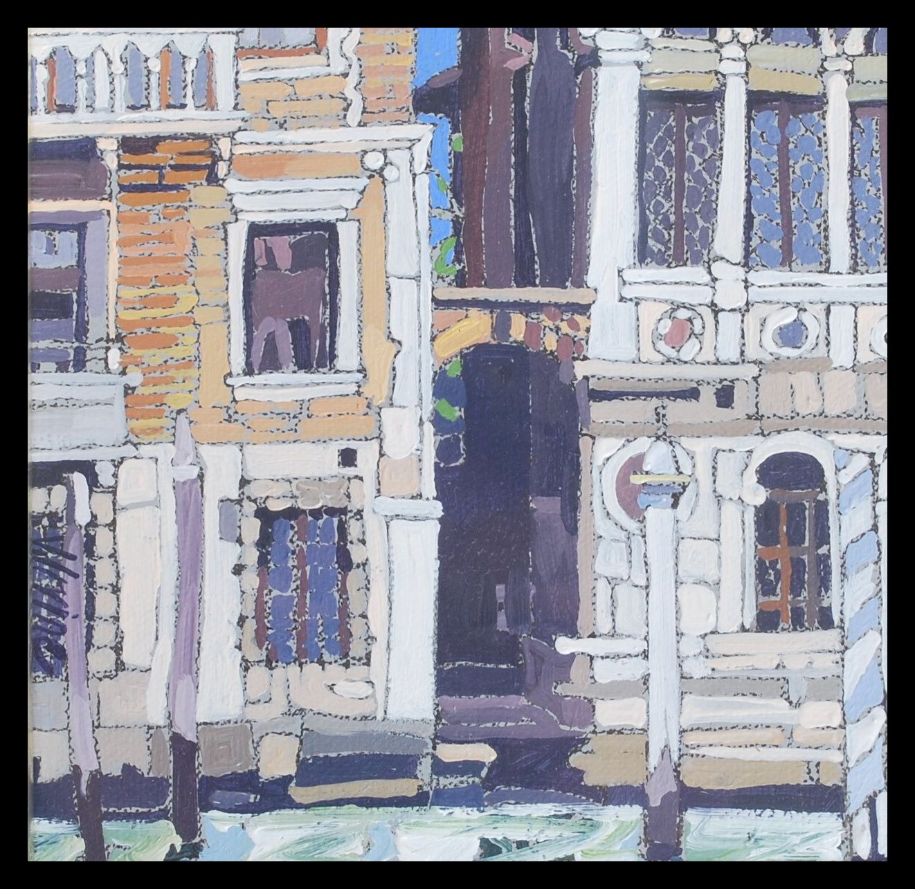 JENNIFER IRVINE (Scottish b. 1956) oil on canvas painting ' Venetian Facade 3 ' framed and glazed. - Image 2 of 4