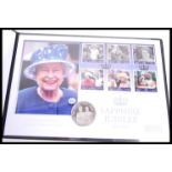 The Royal Mint Her Majesty The Queen Sapphire Jubilee Commemorative Silver Coin Cover 017/250 having