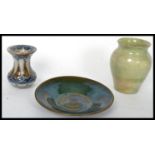 A group of three vintage 20th century studio pottery items to include a vase in the manner of
