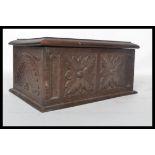 A 19th century oak bible box having a carved top reading Margaret Jones Born Born 20th December 29th