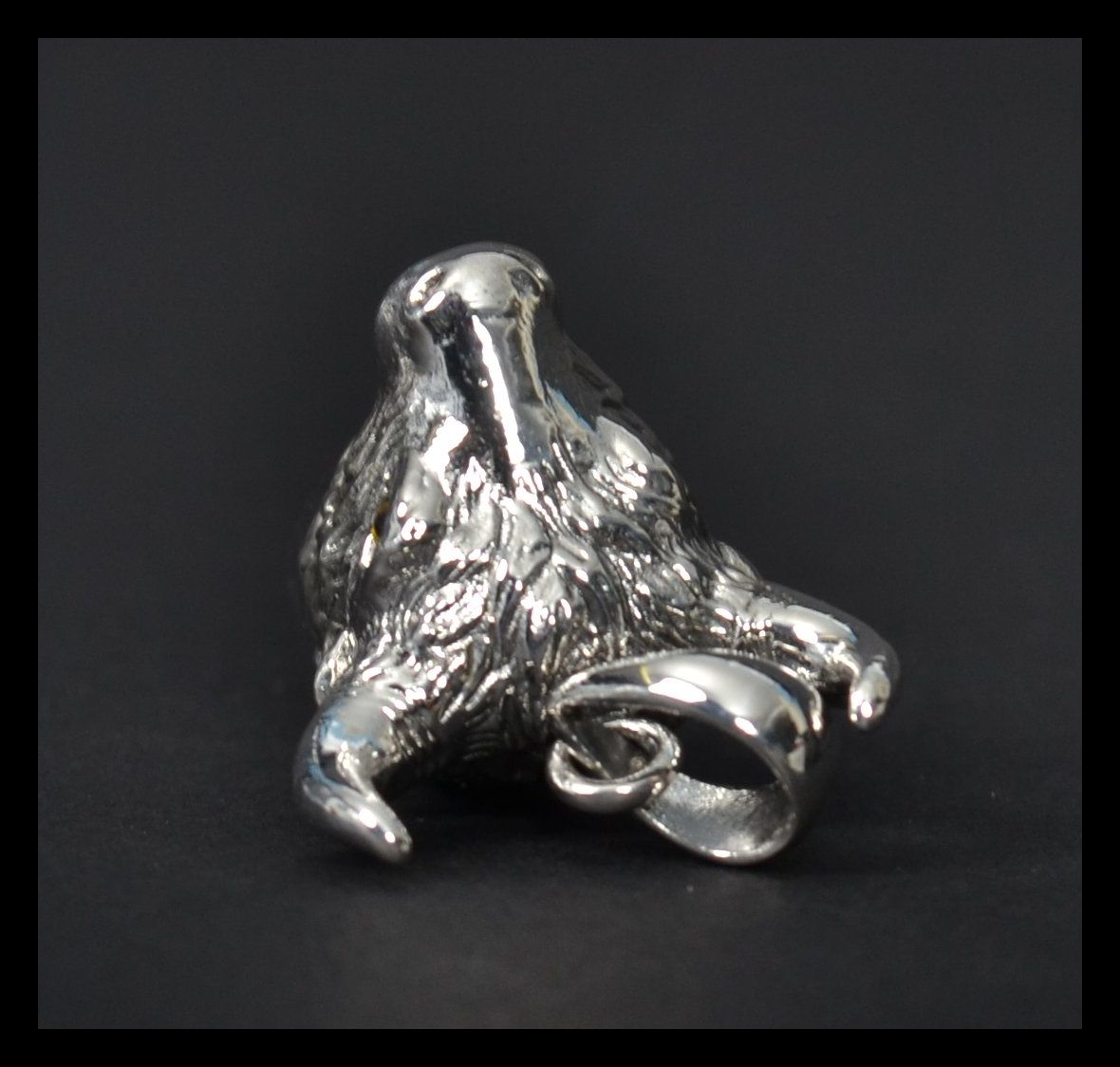 A sterling silver whistle in the form of  a bulls head with horns and bail loop. Weighs 17 grams. - Image 3 of 6