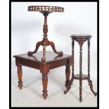 A good quality mahogany wide table of pedestal tripod form having a gallery edge top together with a
