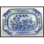 An 18th century Chinese porcelain blue and white meat plate / platter. T the octagonal  platter