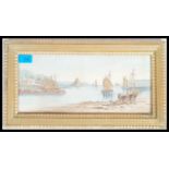 An early 20th century watercolour painting signed Doble to the corner. Harbour scene believed to