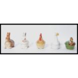 A group of five Michel Caugant French ceramic croc / pate tureens in the form of wildlife. Including