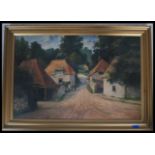 An early 20th century English school oil on canvas painting of a rural country scene depicting an