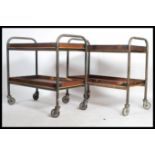 An excellent pair of mid century Industrial tubular metal engineers work trolley's. Each trolley