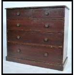 A 19th century Victorian pine 2 over 3 chest of drawers. The bank of drawers having later pierced