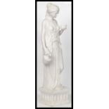 A 20th century floor standing marble statue of neo classical form depicting a maiden holding a pot