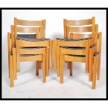 A set of 6 beech and vinyl upholstered stacking and interlocking chairs by Clive Bacon dating to the