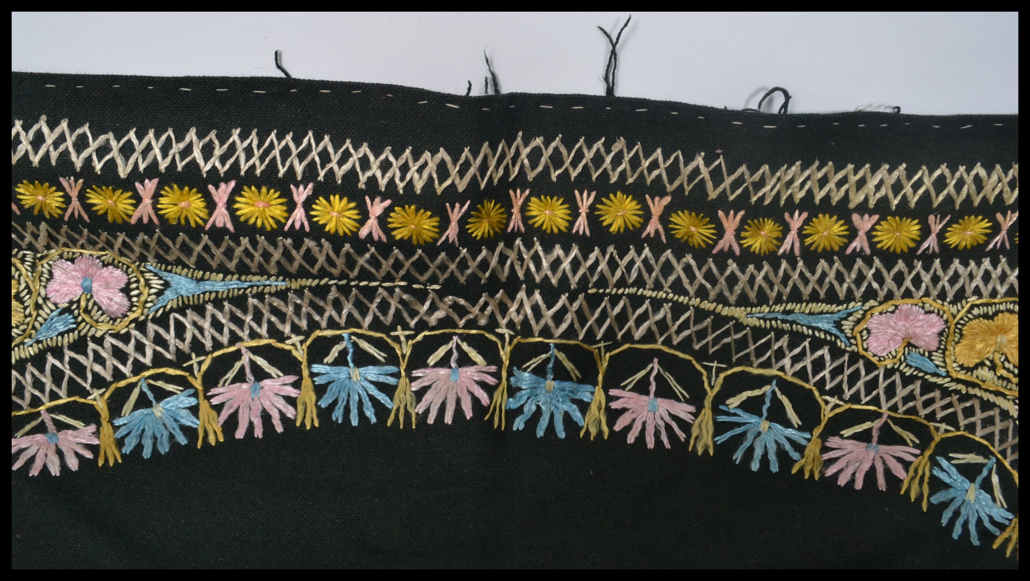 An early 20th century Indian wall hanging having a cotton back with silk threads. The design of - Image 6 of 8