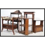 A collection of vintage and antique furniture to include an Edwardian adjustable piano stool, a pine