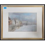 Bernard Vickery A 20th century abstract watercolour painting of a coastal harbour scene being signed