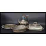 A collection of silver plated and hallmarked silver items to include a stunning 19th century teapot,