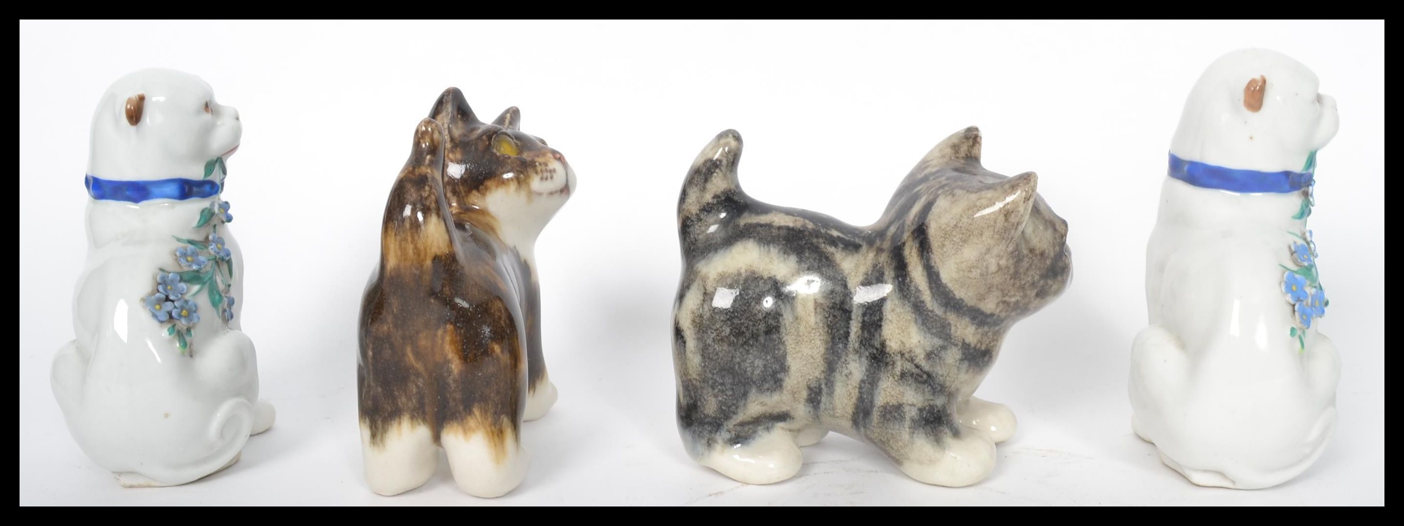 A pair of Winstanley ceramic tabby kittens - cats, each with glass eyes and signed to the base - Image 4 of 6