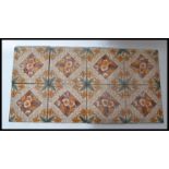 A set of eight 19th century Victorian painted and transfer printed porch wall tiles. The tiles