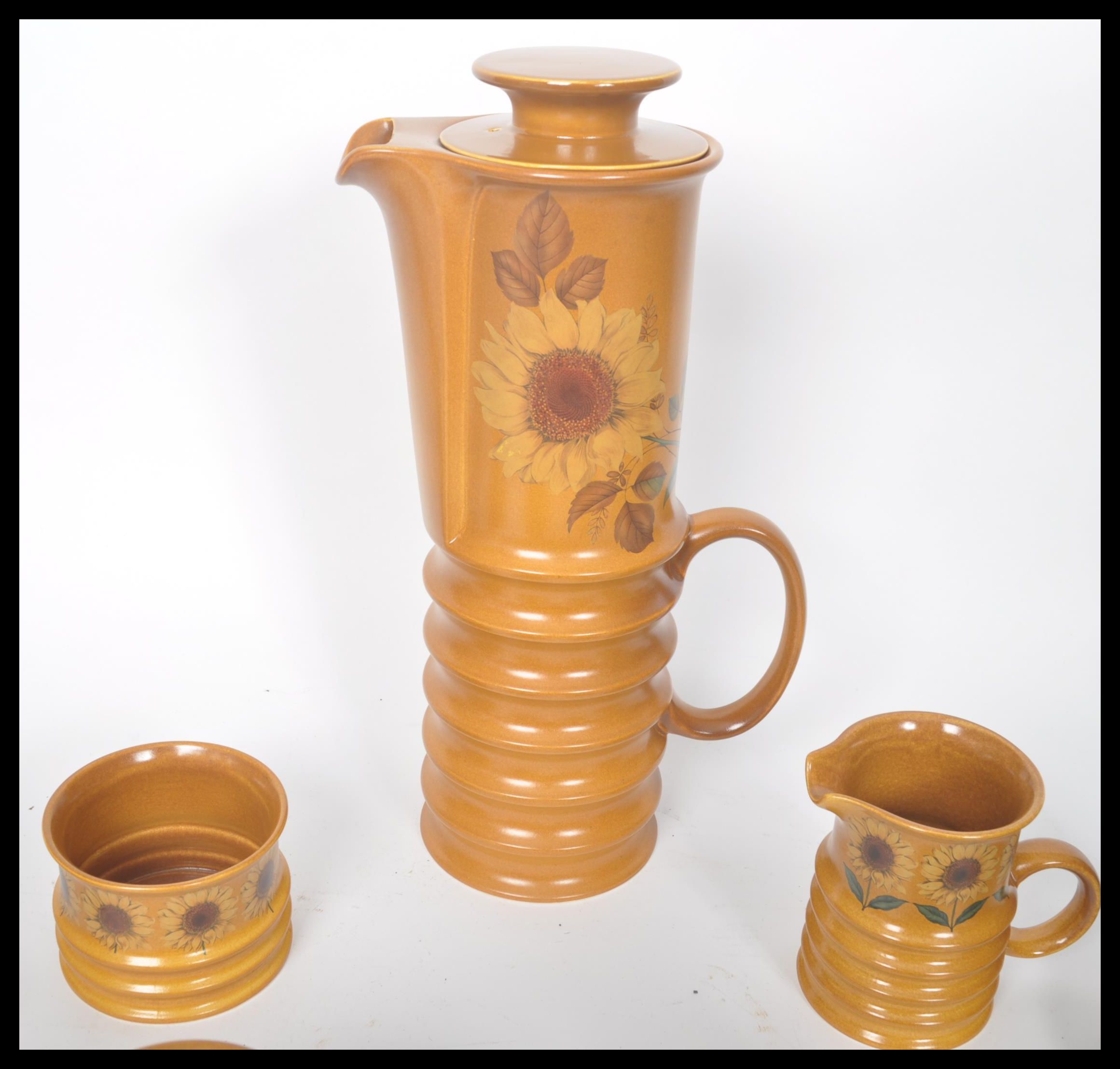 A vintage retro 20th century Carlton Ware coffee service in the Sunflower pattern. The earthenware - Image 4 of 5