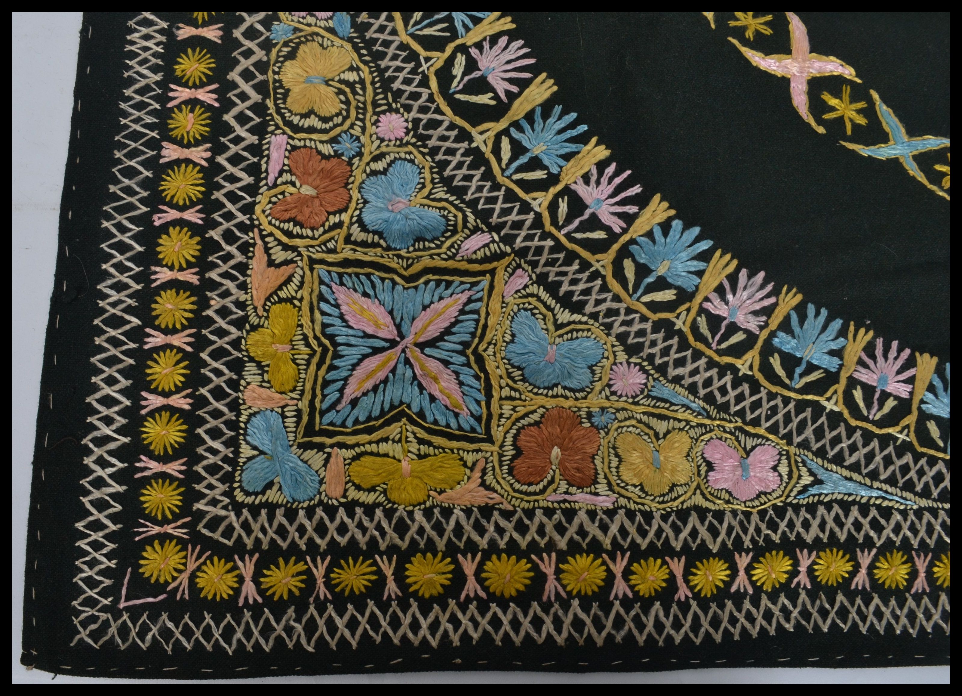 An early 20th century Indian wall hanging having a cotton back with silk threads. The design of - Image 3 of 8