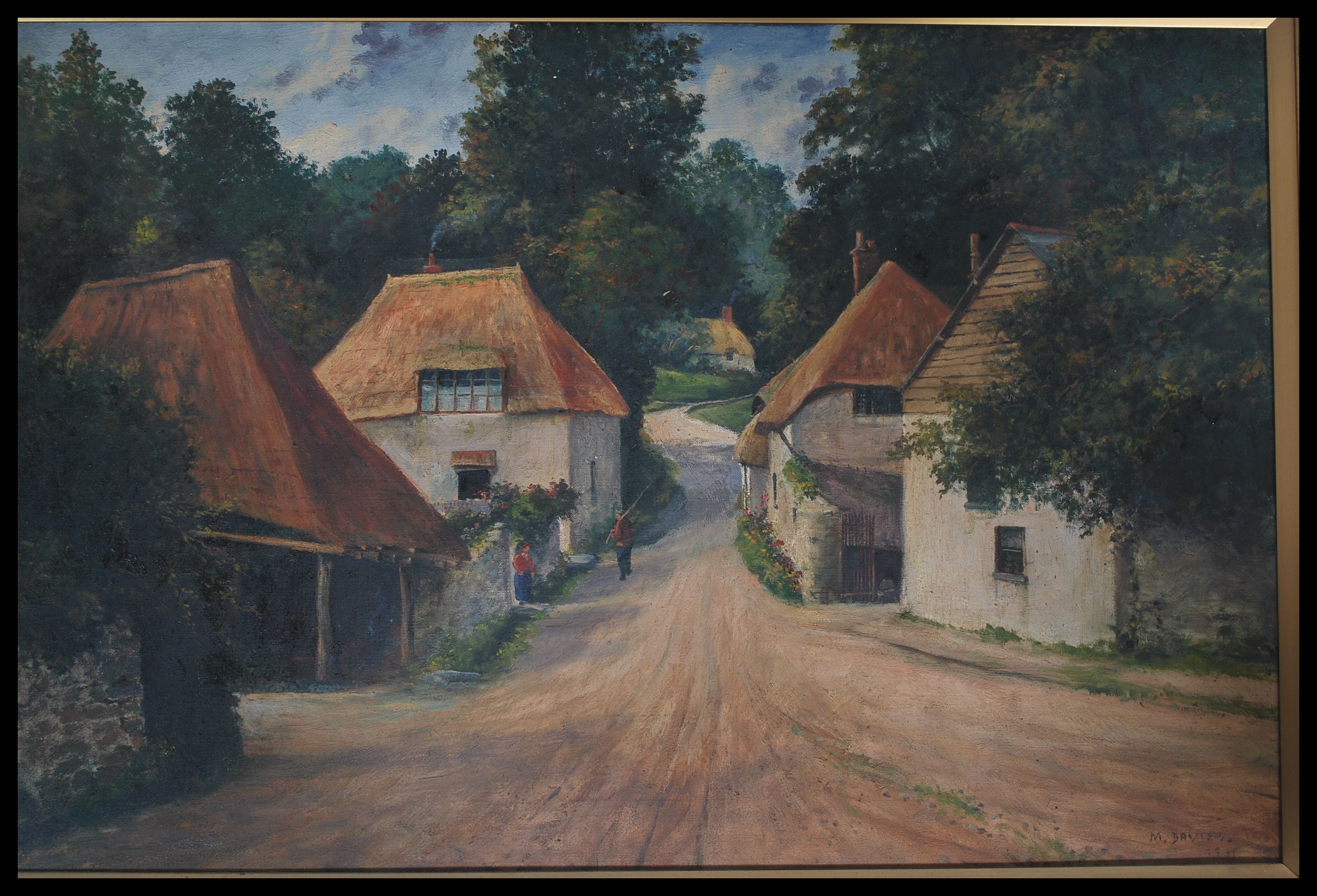 An early 20th century English school oil on canvas painting of a rural country scene depicting an - Image 2 of 5