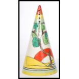 A Clarice Cliff of Newport Pottery 1930's Bizarre conical sugar sifter in the Bridgewater Green