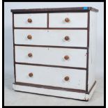 A set of 19th century Victorian painted mahogany chest of drawers. Two short and three long
