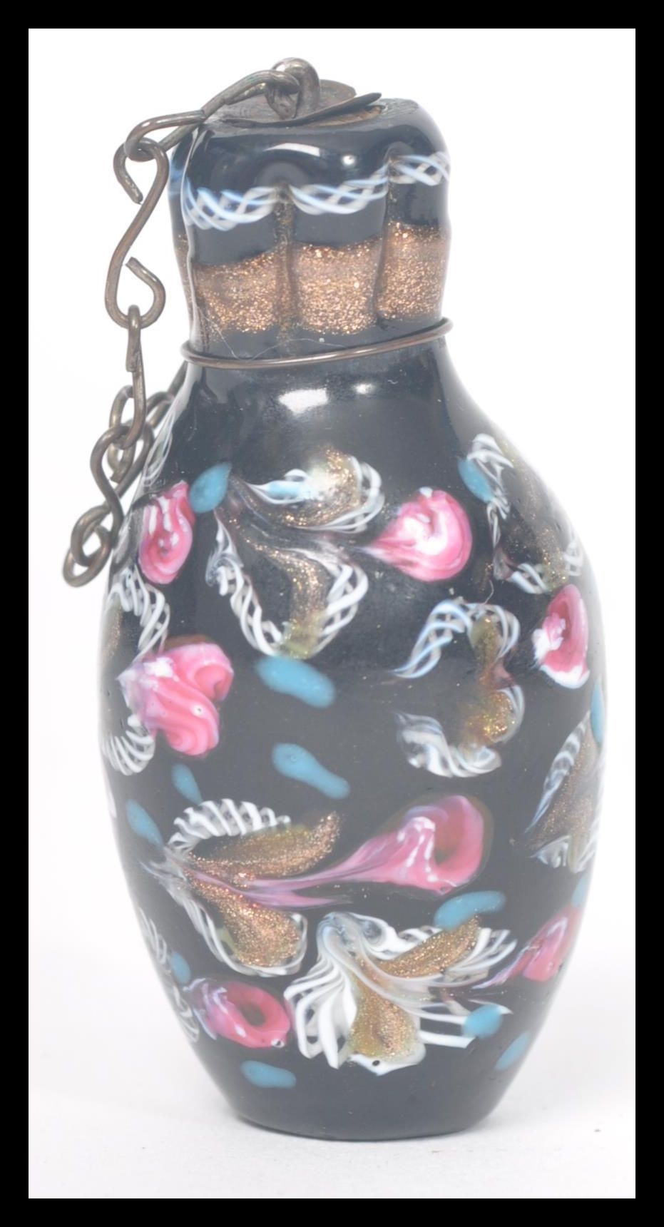 19th Century Venetian Coloured Glass Scent Bottle possibly Murano having gilt aventurine flex on a - Image 3 of 7